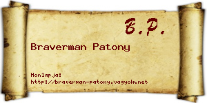 Braverman Patony névjegykártya